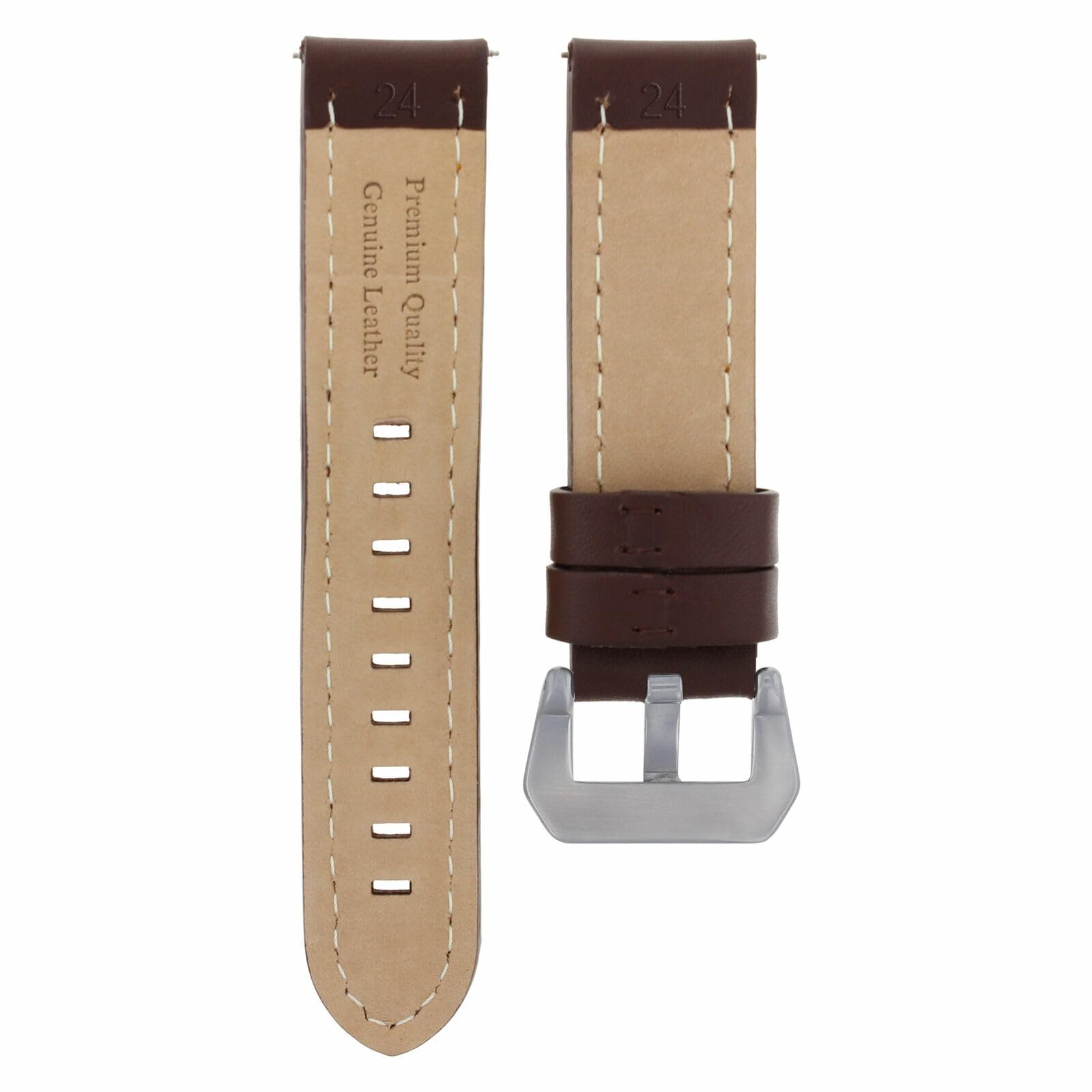 24mm Buffalo Leather Watch Band Strap for Breitling Super Ocean Bentley - Dark Brown Replacement Watch Strap | Durable & Comfortable for Diving, Business & Casual Wear