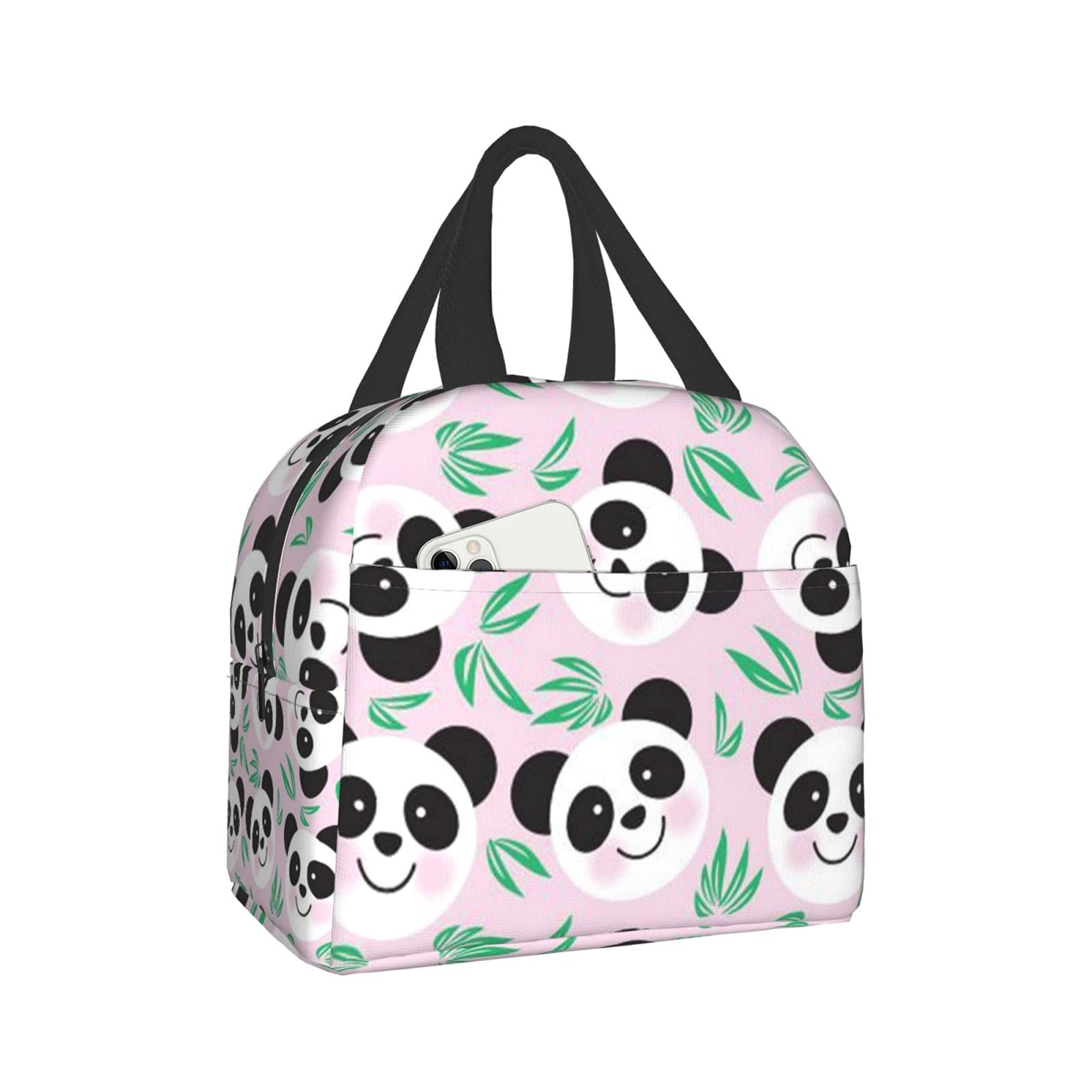 Insulated Panda Lunch Box - Reusable Waterproof Picnic & Travel Bag for School, Work, Outdoor Activities - Durable Shopping Tote for Men, Women, Kids