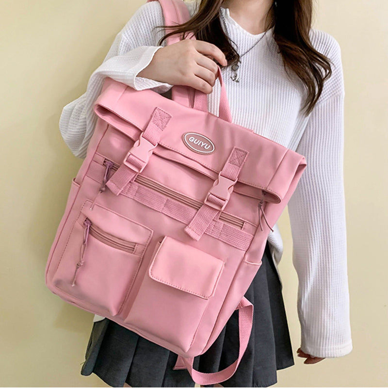 Stylish Women's Multi-Pocket Backpack with Buckle Design - Perfect for School, College & Travel | Durable Student Backpack for Everyday Use