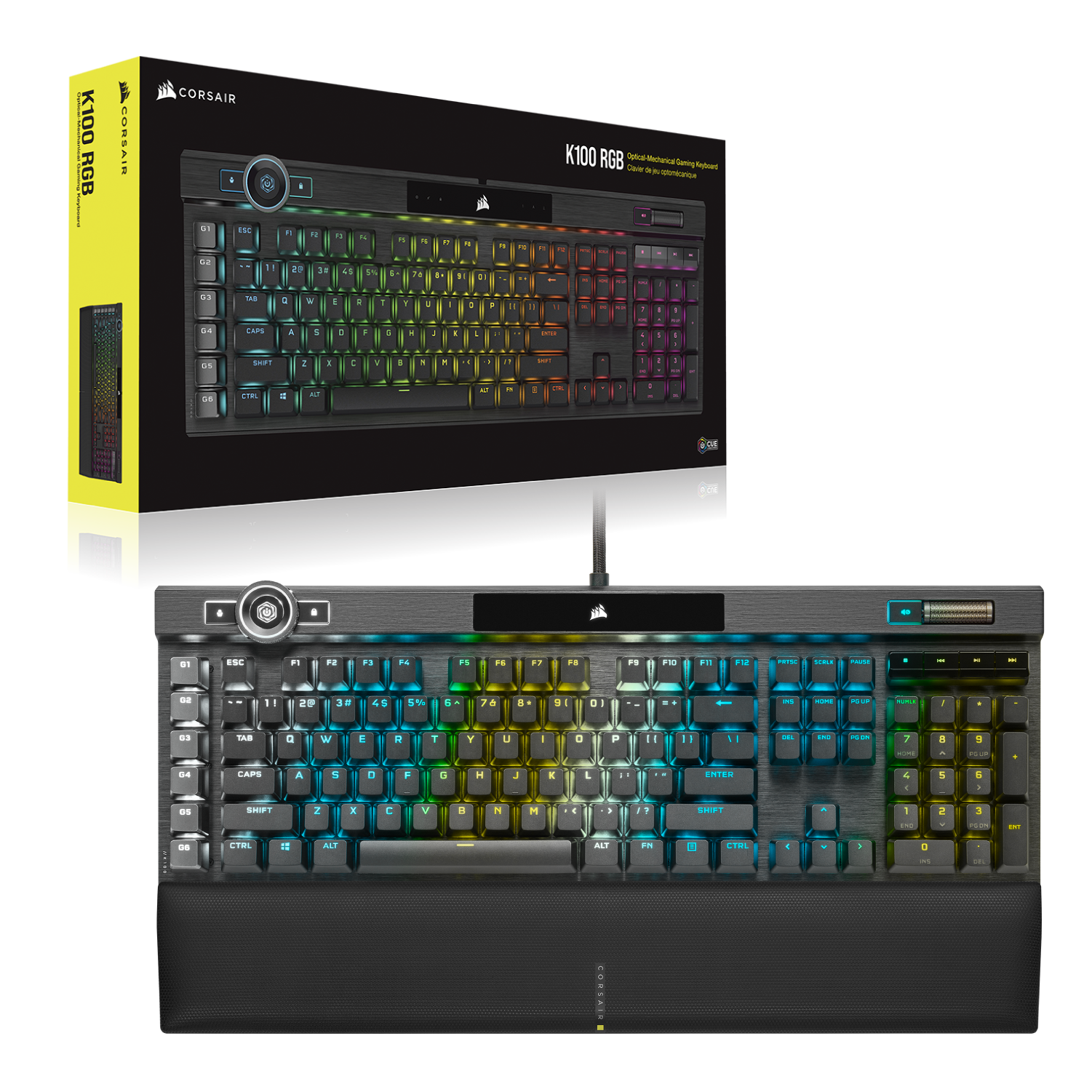 CORSAIR K100 RGB Optical-Mechanical Wired Gaming Keyboard with OPX Switch - Fast & Responsive for Competitive Gaming, Streaming & Esports