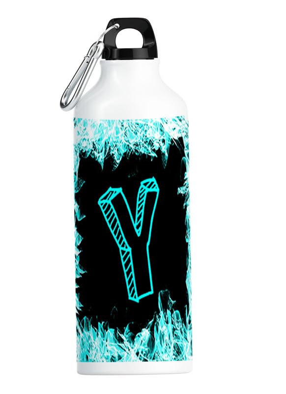 Alphabet Letter Y Printed 600ml Aluminum Water Bottle - Hindi World Design, Ideal for Birthdays, Rakhi, Brother & Sister Gifts - Pack of 1 (AS-01) | Perfect for School, Office, Gym & Outdoor Activities