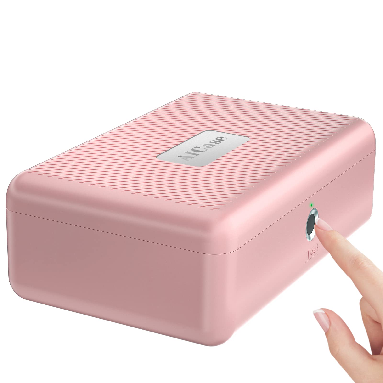Fingerprint Biometric Safe Box - Portable Rechargeable Security Lock Box for Jewelry, Cash & Valuables | Home, Office, Car & Travel Use | Pink Digital Safe