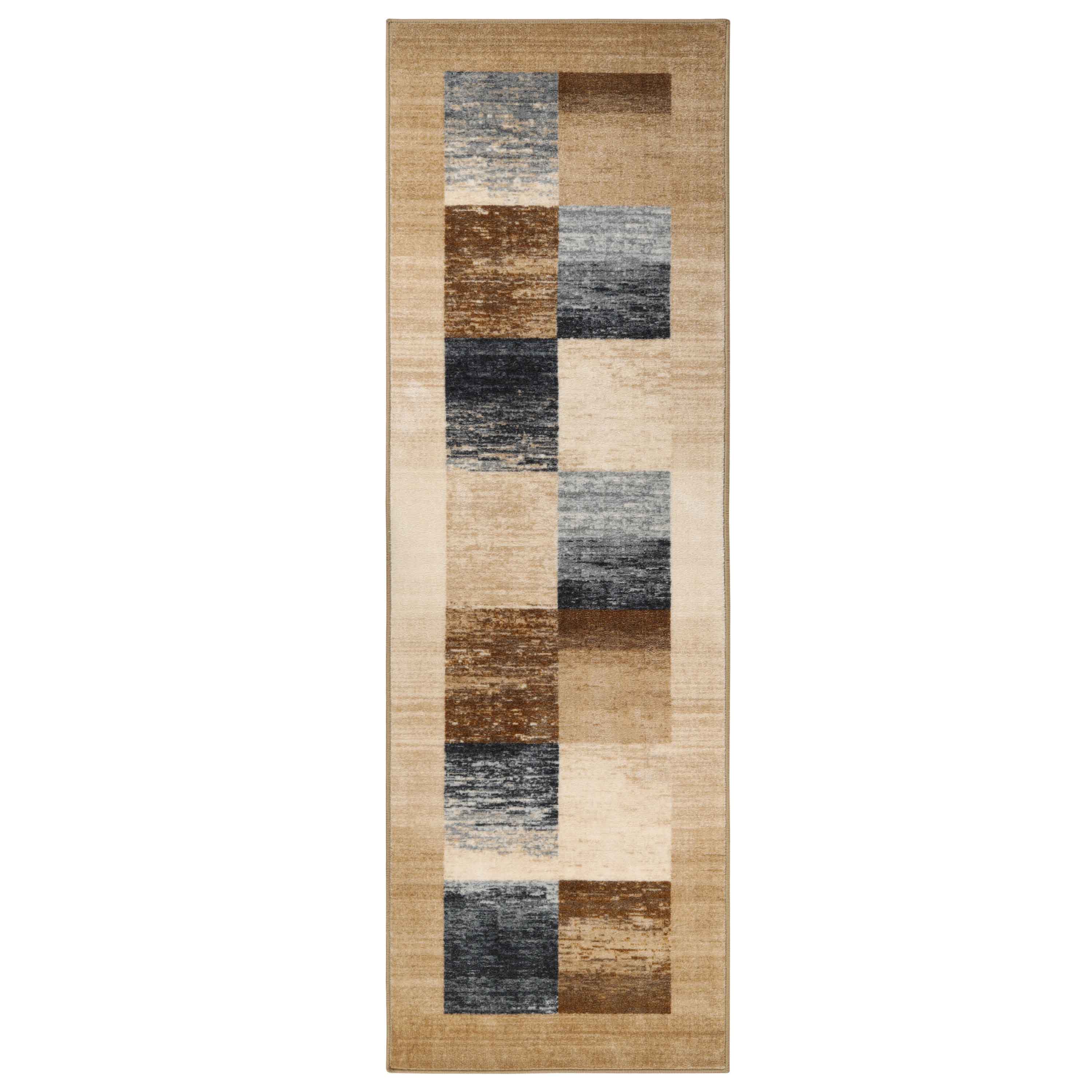 Lockwood Color Block Non-Slip Washable Indoor Area Rug or Runner - Perfect for Living Room, Bedroom, Entryway & High Traffic Areas