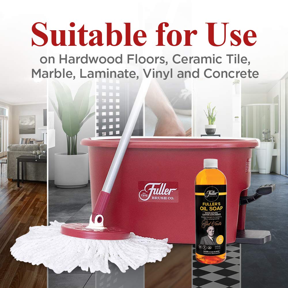Spin Mop with Oil Soap - Heavy Duty Floor Cleaning System for Kitchen, Bathroom & Hardwood Floors - Easy Wringing & Deep Scrubbing Mop