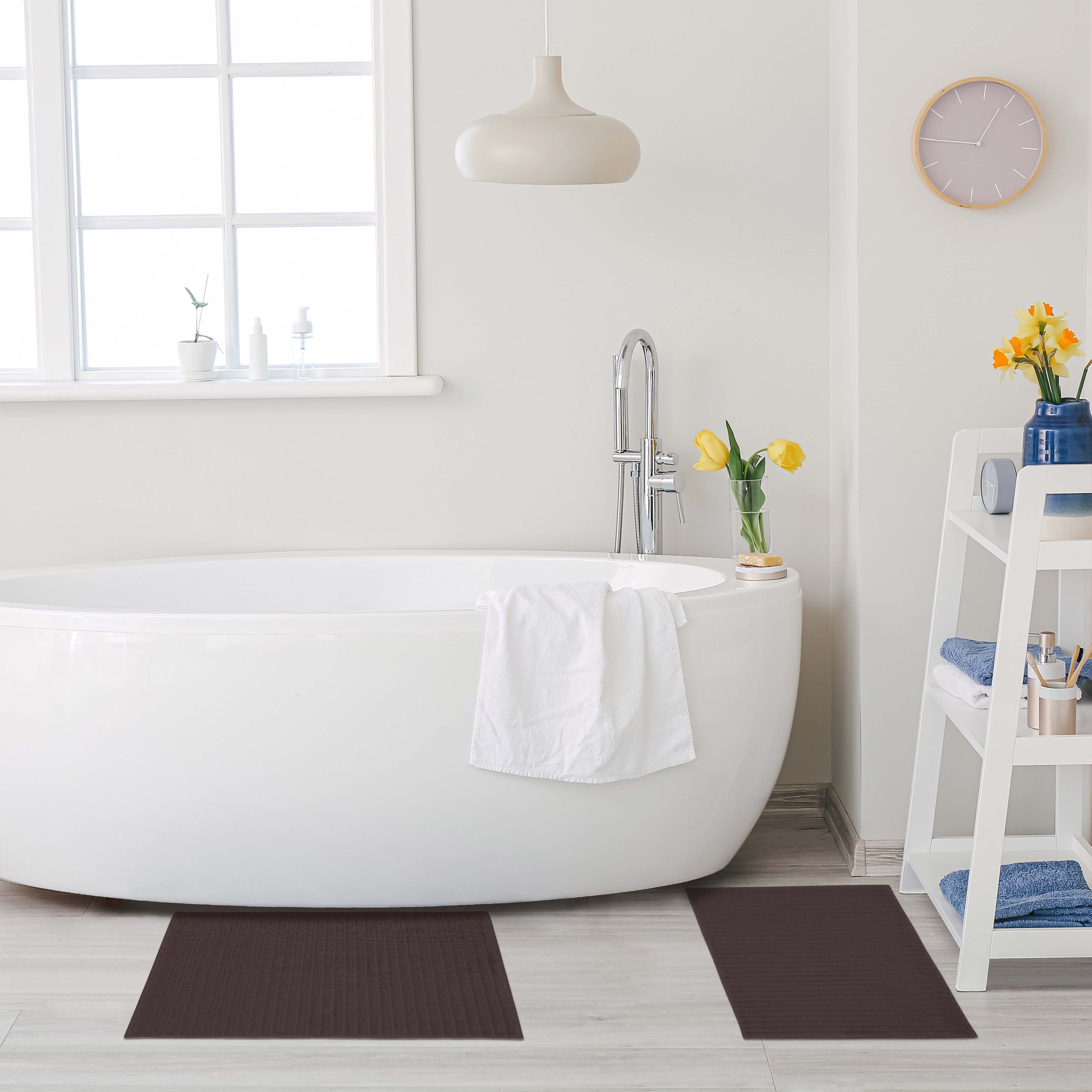 Eco-Friendly 2-Piece Cotton Bath Mat Set - Super Absorbent, Soft & Non-Slip - Perfect for Bathroom, Shower & Spa Relaxation