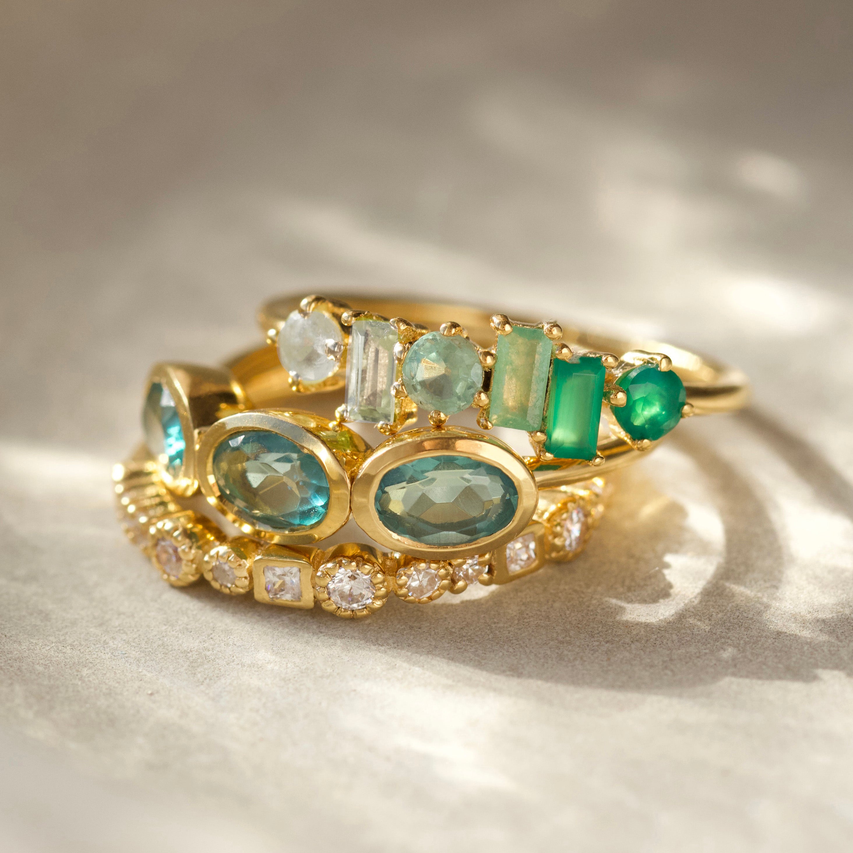 Green Gemstone Ombre Ring - Elegant Handmade Jewelry for Women | Perfect for Weddings, Parties & Everyday Wear
