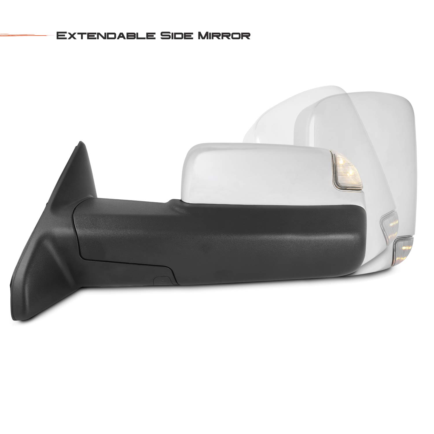 AKKON Power Folding Towing Mirrors for 2009-2018 Dodge Ram with Temperature Sensor, Heated Glass, Turn Signal & LED Lights - Chrome Finish | Perfect for Heavy-Duty Towing, RV Hauling & Enhanced Nighttime Visibility