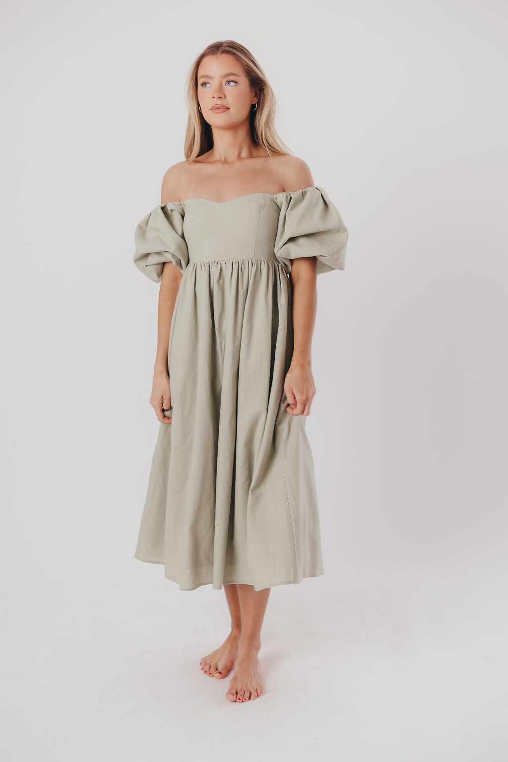 Hamilton Midi Dress in Olive - Bump Friendly Maternity Dress (Sizes S-2XL) | Flowy Summer Dress for Pregnancy, Nursing & Everyday Wear
