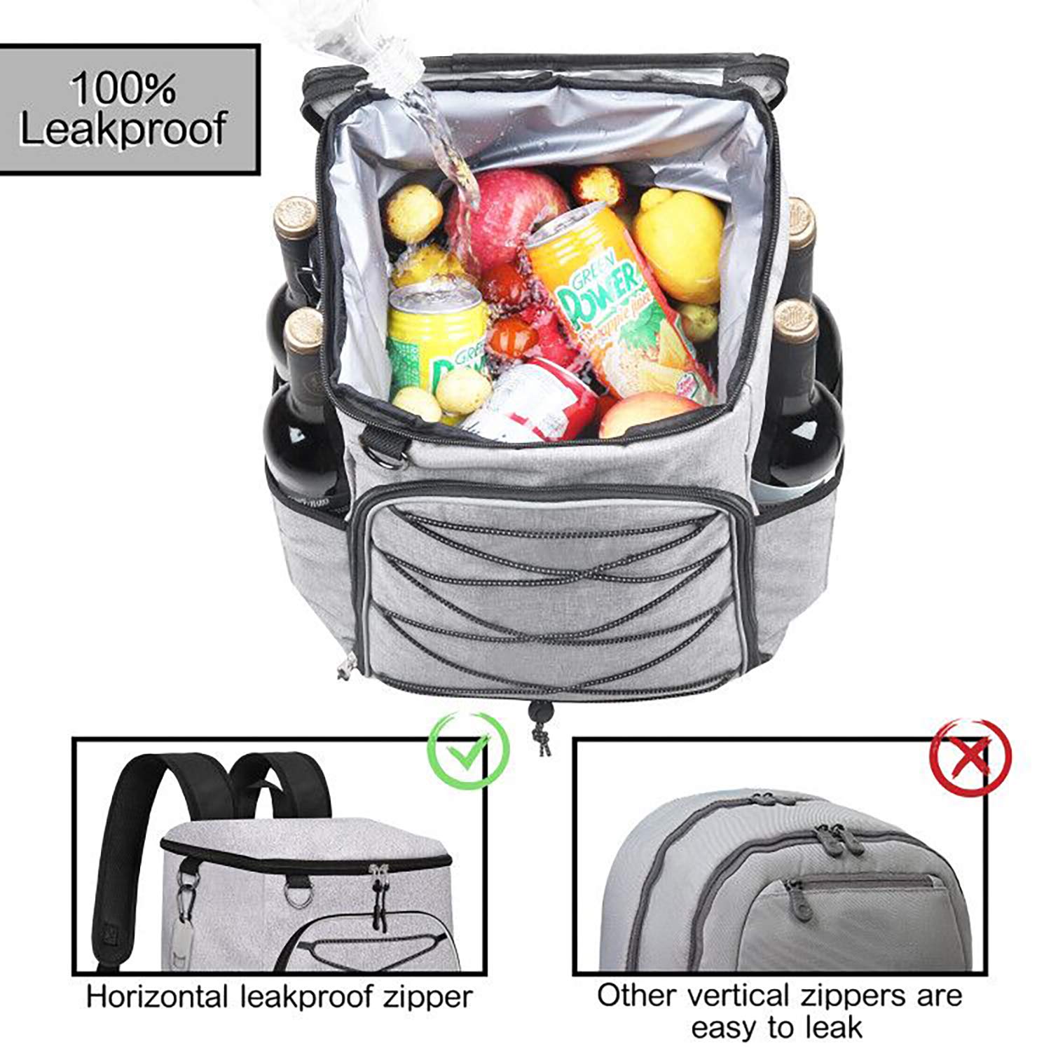 SEEHONOR Insulated Cooler Backpack - Leakproof & Lightweight Soft Cooler Bag for Lunch, Picnic, Fishing, Hiking, Camping (Holds 25 Cans) - Perfect for Outdoor Adventures, Beach Trips & Daily Commutes