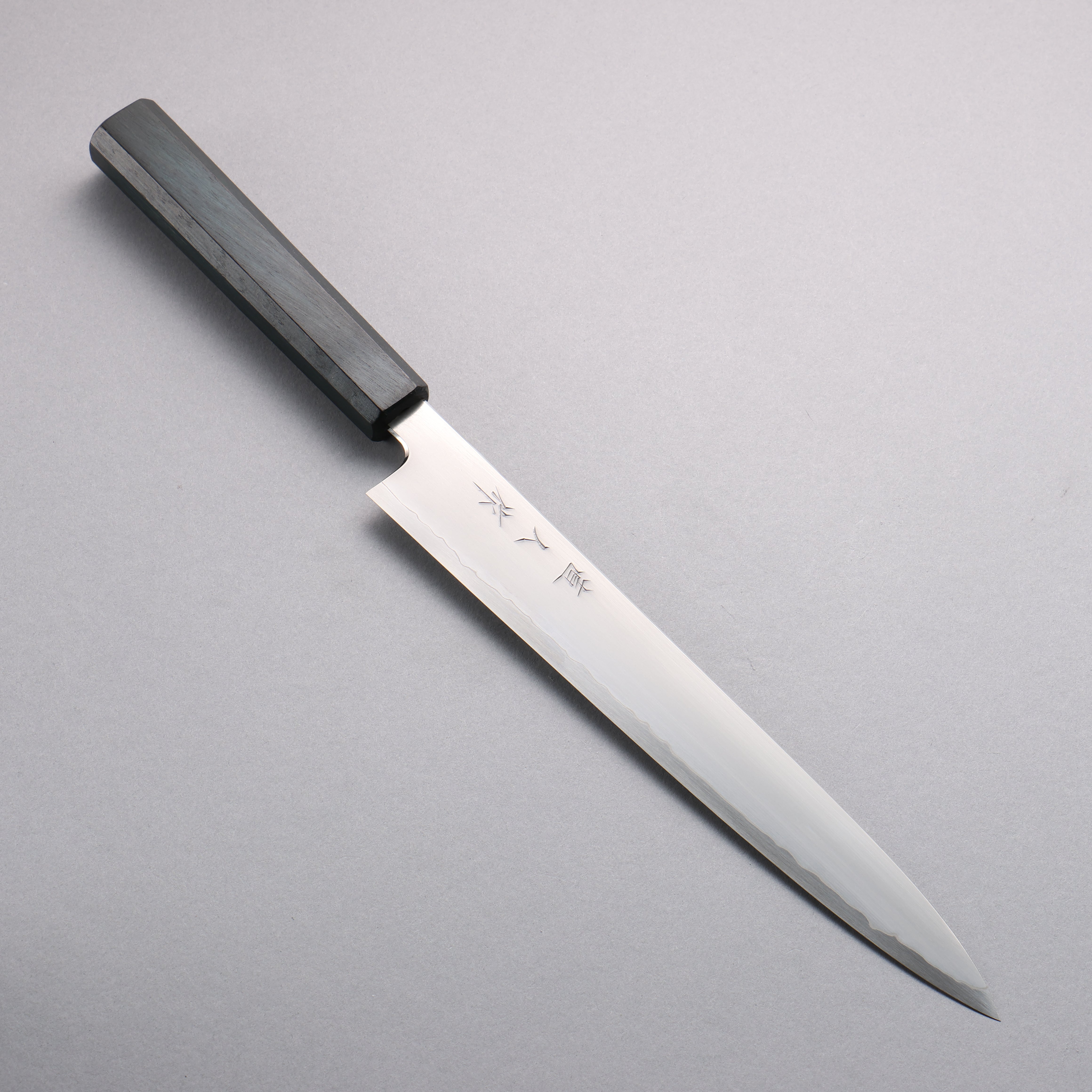 Premium Japanese SG2 Steel Kasumitogi Sujihiki Knife 240mm - Handcrafted with Oak Indigo Dyed Handle - Perfect for Sushi, Sashimi & Meat Slicing