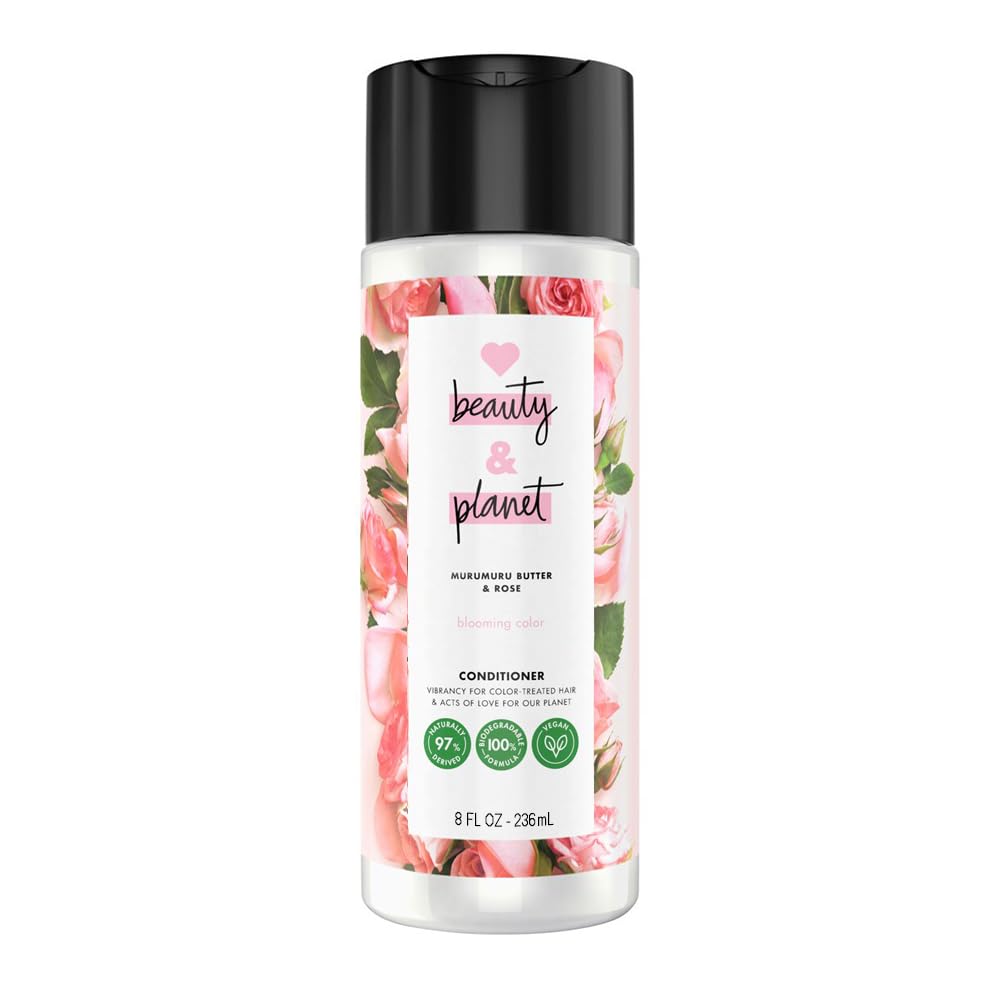 Love Beauty & Planet Murumuru Butter & Rose Color Blooming Conditioner - 8 Fl Oz for Vibrant, Healthy Hair | Ideal for Color-Treated & Dry Hair Care Routine