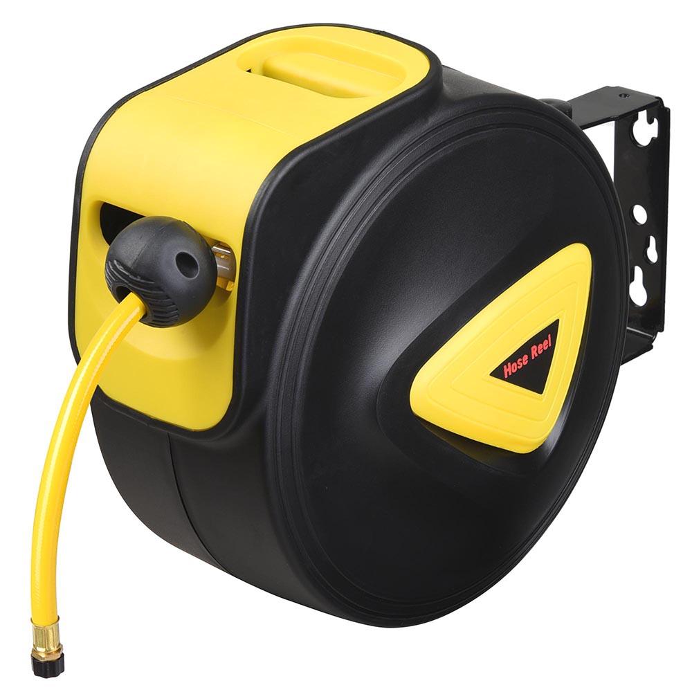 33ft 5/16in Retractable Air Hose Reel - Wall Mount Auto Rewind Heavy Duty Air Compressor Hose Reel for Garage, Workshop & Industrial Use