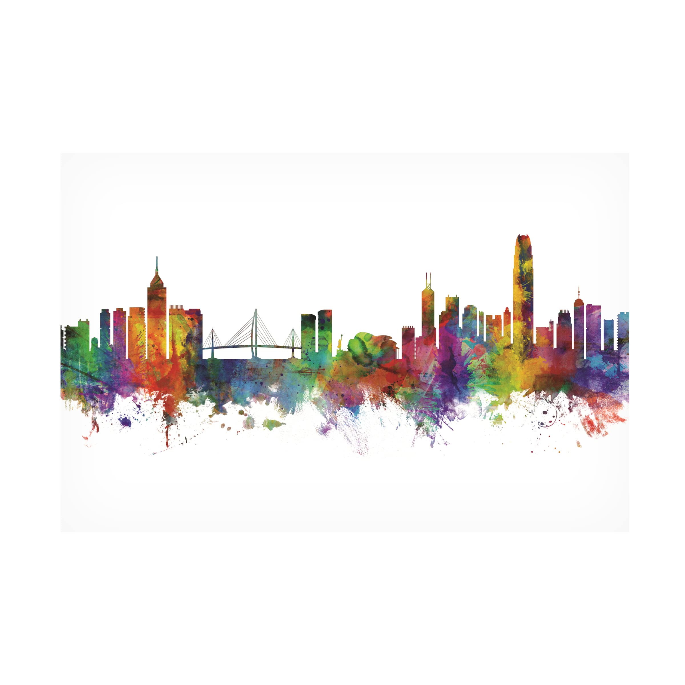 Michael Tompsett 'Hong Kong Skyline' Canvas Wall Art Print - Modern Cityscape Decor for Living Room, Office & Bedroom