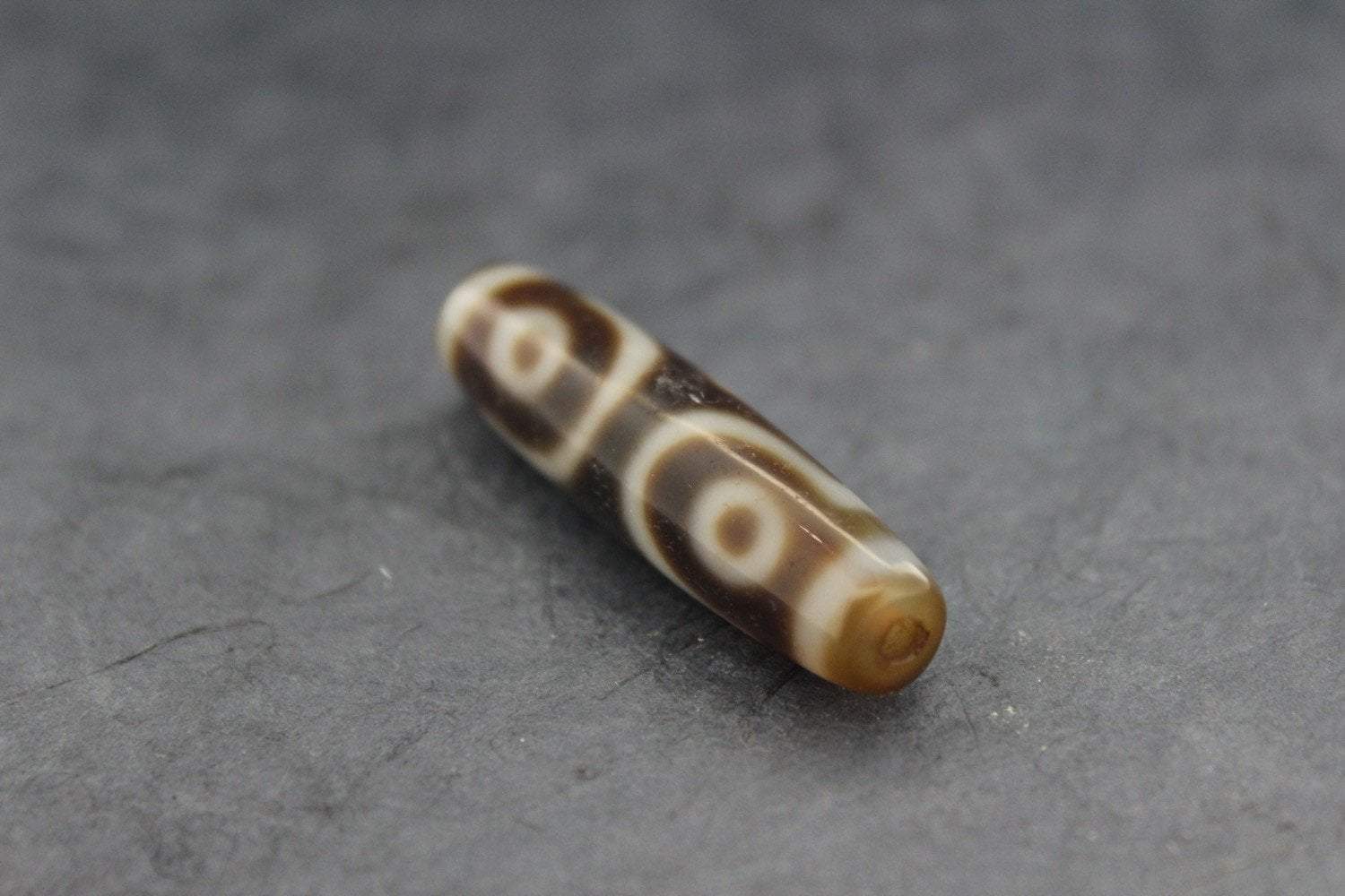 Authentic Tibetan Dzi Bead with 3 Eyes - Spiritual Protection & Good Luck Charm for Meditation, Jewelry Making, and Energy Healing