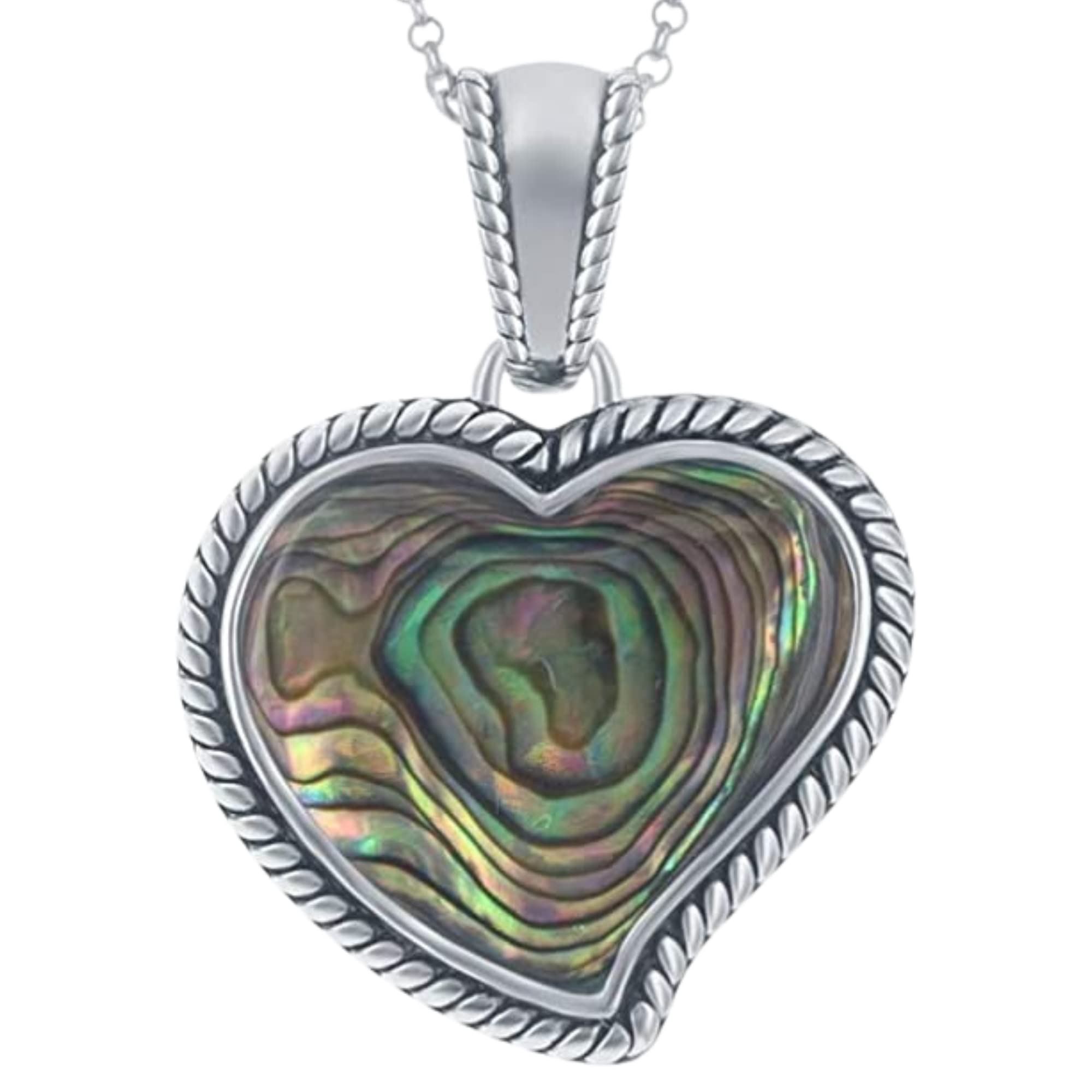 Beautiful Sterling Silver Turquoise Stone & Abalone Mother of Pearl Necklace for Women - Tree of Life & Heart Pendant Unique Jewelry Gift - Perfect for Mother's Day, Birthday & Special Occasions