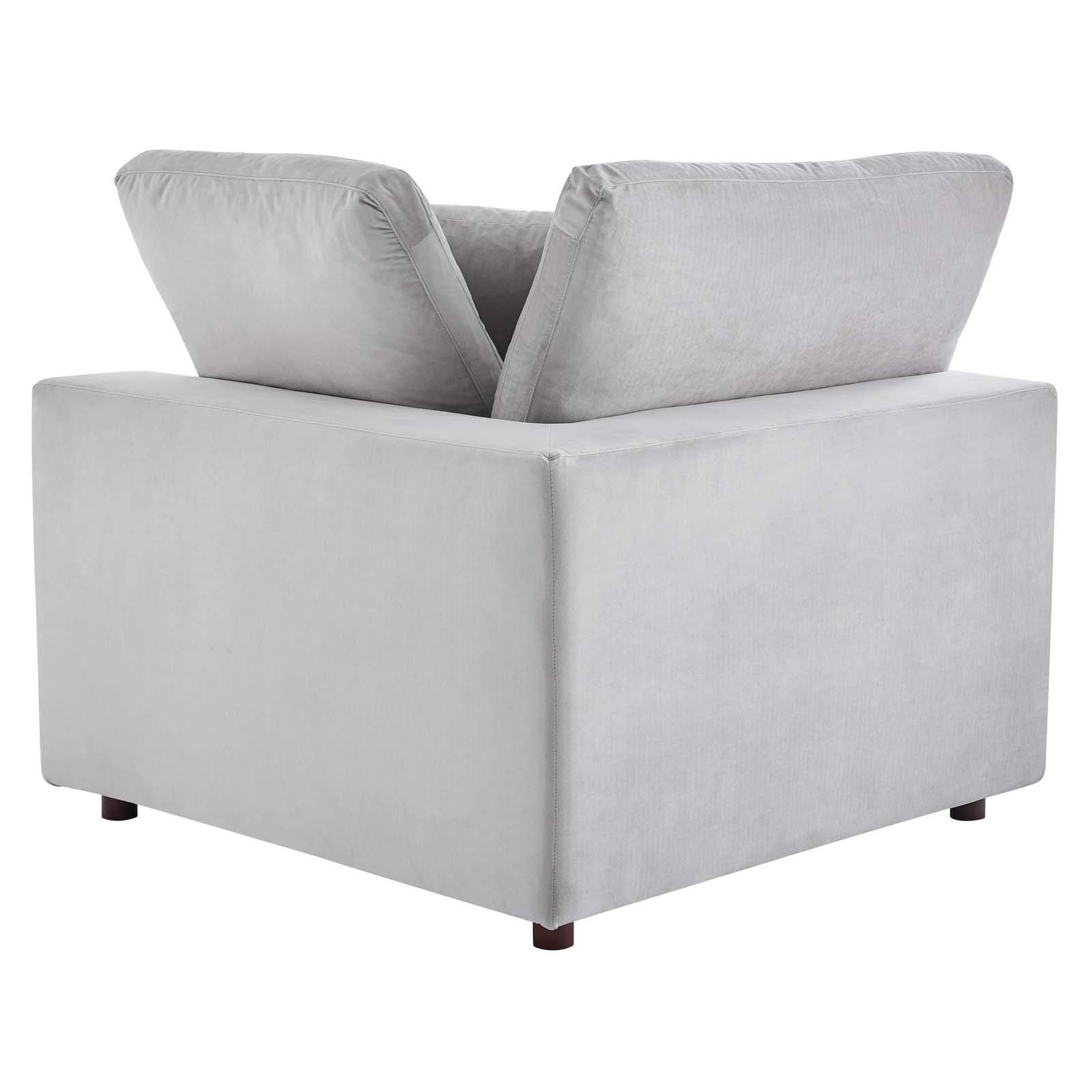 Modway Commix 7-Piece Sectional Sofa Set with Down-Filled Overstuffed Cushions & Luxe Performance Velvet Fabric - Perfect for Living Room, Family Room or Home Theater Seating