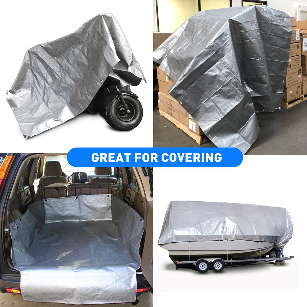 10 Mil 30x30FT Heavy Duty Waterproof Tarpaulin Cover - UV & Rip Resistant with Reinforced Edges - Multi-Purpose Tarp for Boat, RV, Canopy, Camping Tent, Shelter, Outdoor & Emergency Use