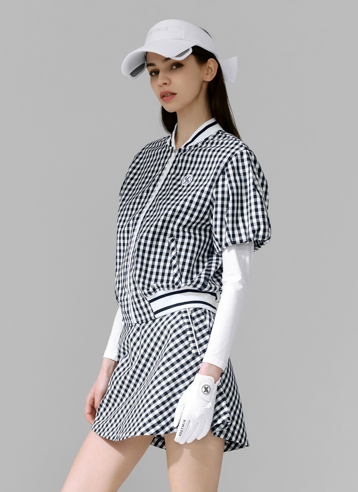 Stylish Check Puff Short Sleeve Jumper for Women - Trendy Plaid Pattern Casual Knit Sweater | Perfect for Fall Layering, Weekend Outfits & Cozy Home Wear
