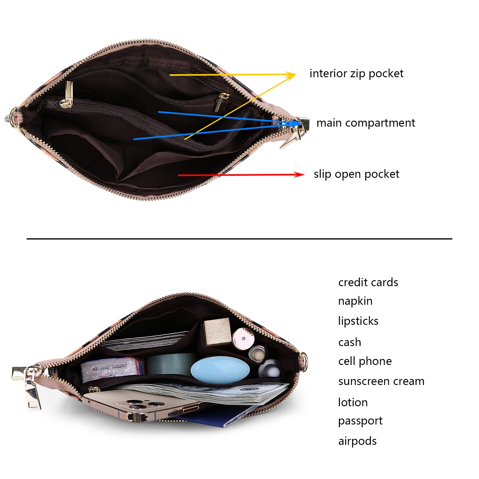 YALUXE Genuine Leather Crossbody Bag for Women - Phone Wallet Clutch for Daily Use