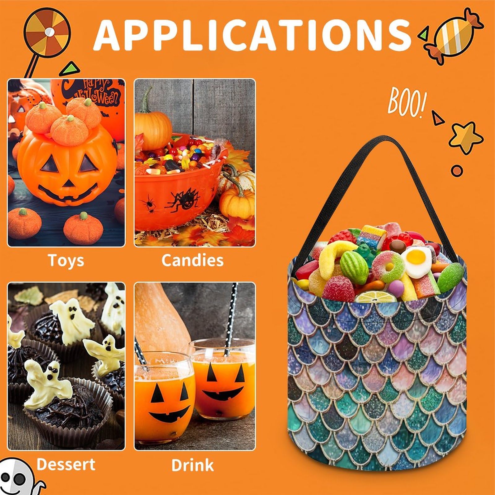 Halloween Candy Tote - Reusable Sugar Fruit Basket for Trick or Treat, Party Favors & Gourmet Snack Storage - Perfect for Halloween Parties, School Events & Holiday Treat Bags
