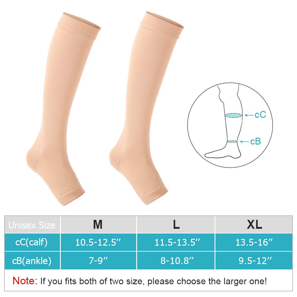 **20-30 mmHg Open Toe Compression Socks for Men & Women – Graduated Support Knee High Sleeves for Travel, Pregnancy, Work & Varicose Veins Relief – Ideal for Long Flights, Nursing & Active Lifestyles (M-Skin)**