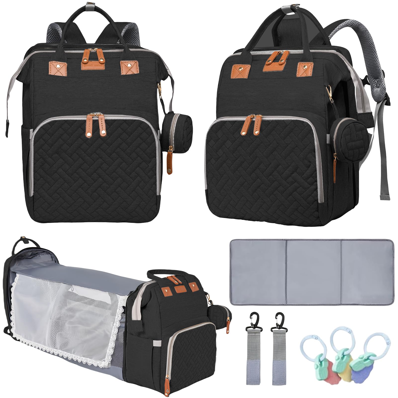 **Premium Baby Diaper Backpack with Changing Station – Multifunctional Travel Diaper Bag for Moms & Dads, USB Charging Port, Waterproof Design – Ideal Baby Shower Gift for Boys & Girls (Black) – Perfect for Travel, Outings & Daily Parenting**