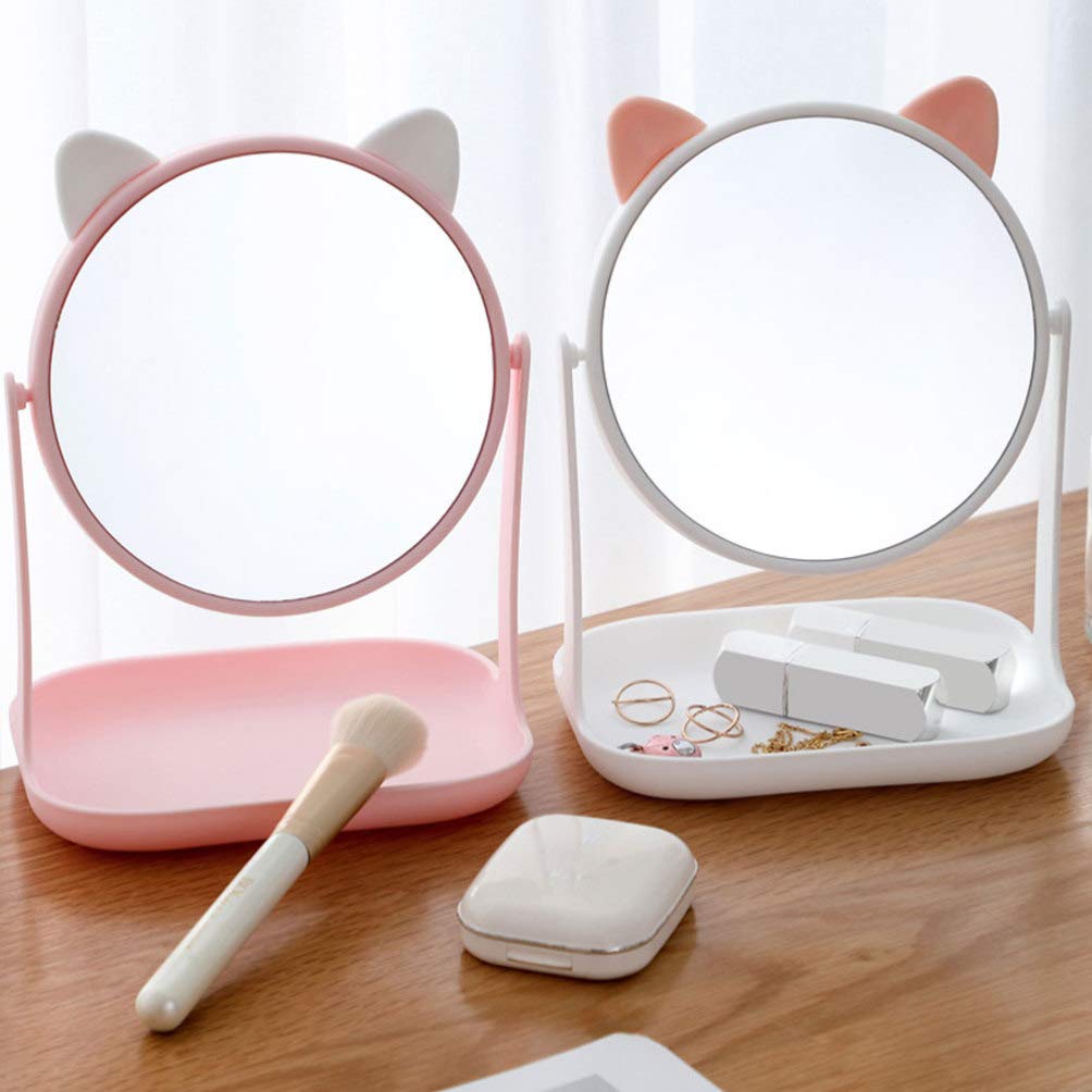 Cabilock Adjustable Folding Vanity Mirror with Storage Tray - White Wooden Desktop Organizer for Dresser, Desk & Travel | Perfect for Makeup, Jewelry Storage & Home Decor