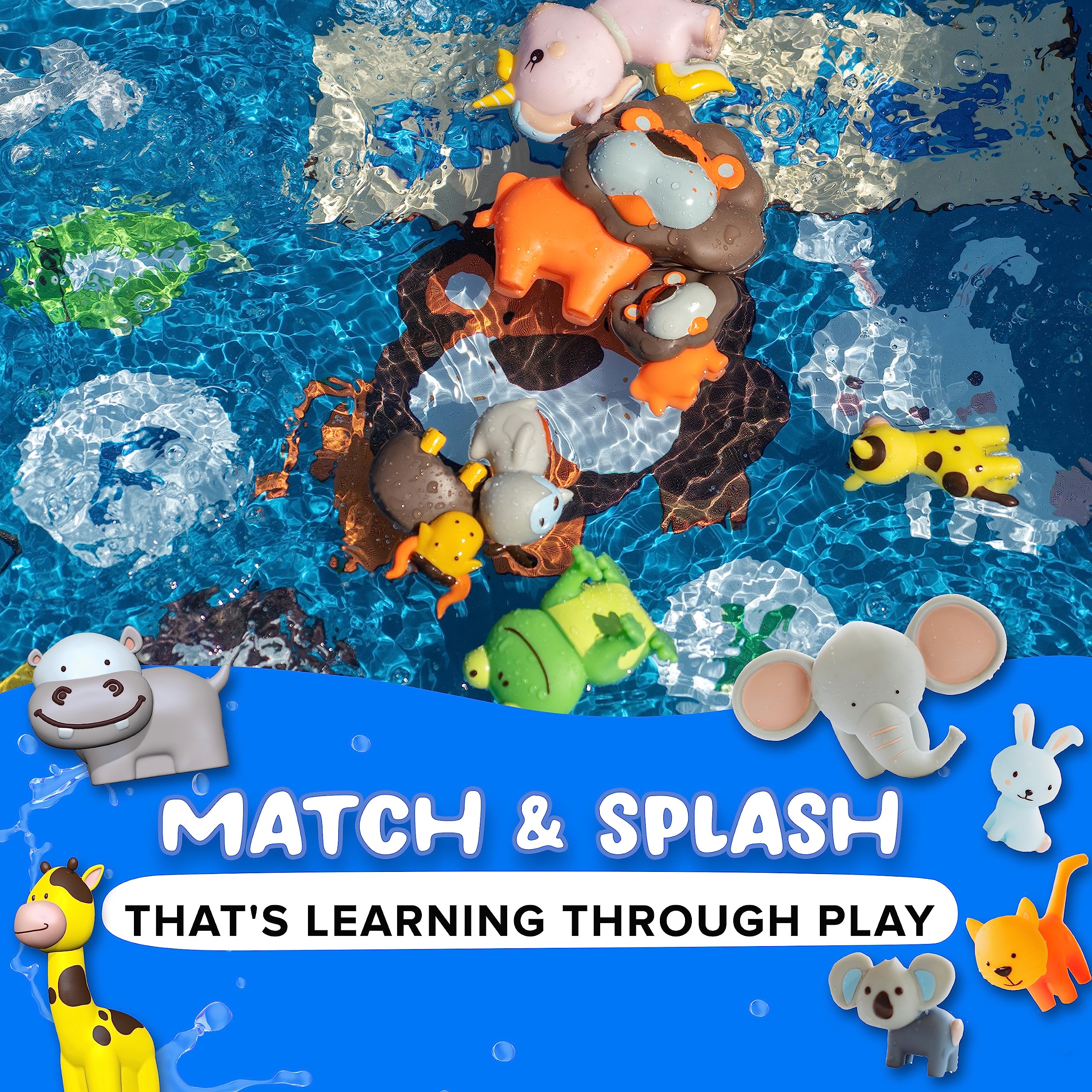 Mold-Free Bath Toys for Babies & Toddlers - Animal Shaped No Hole Bath Toys Set, BPA-Free & Safe for Kids 1-18 Months - Perfect for Bathtub, Pool & Water Play Fun - Ideal Toddler Gift for Ages 1, 3, 6, 12, 18 Months