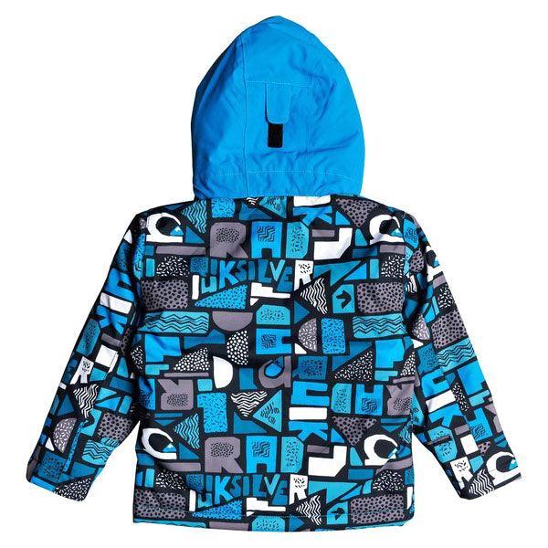 Quiksilver Little Mission Kids Snow Jacket - Blue & Black Print - Waterproof & Warm Winter Coat for Boys & Girls - Perfect for Skiing, Snowboarding & Outdoor Winter Activities