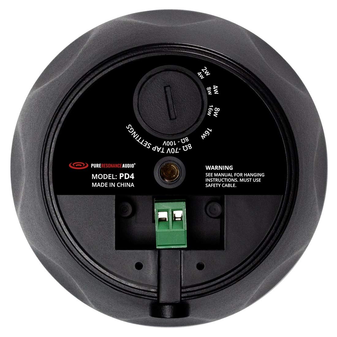 Pure Resonance Audio PD4 4 Inch Black Pendant Ceiling Speakers with Installation Wire - Set of 4 - Perfect for Restaurants, Retail Stores, and Background Music Systems
