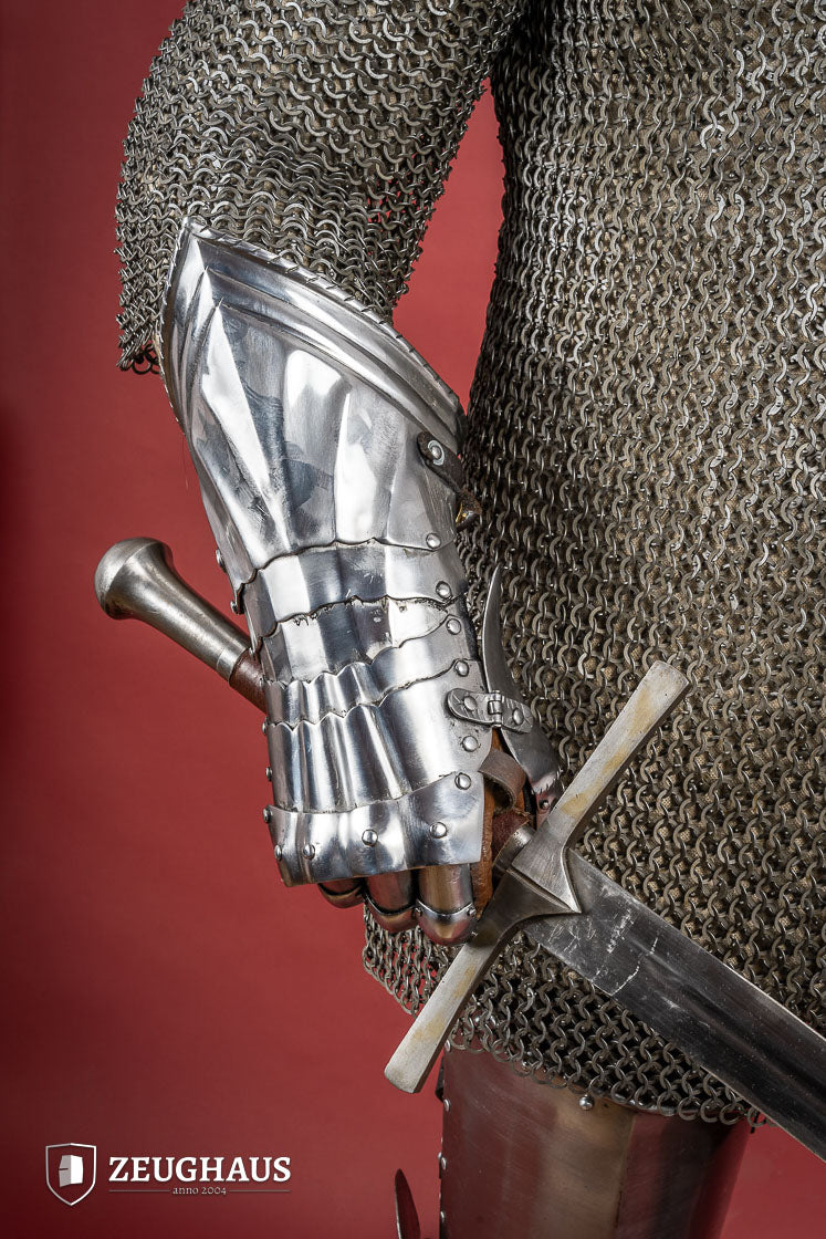 15th Century German Gauntlets - 1.2mm Polished Steel Medieval Armor for LARP, Cosplay & Historical Reenactment
