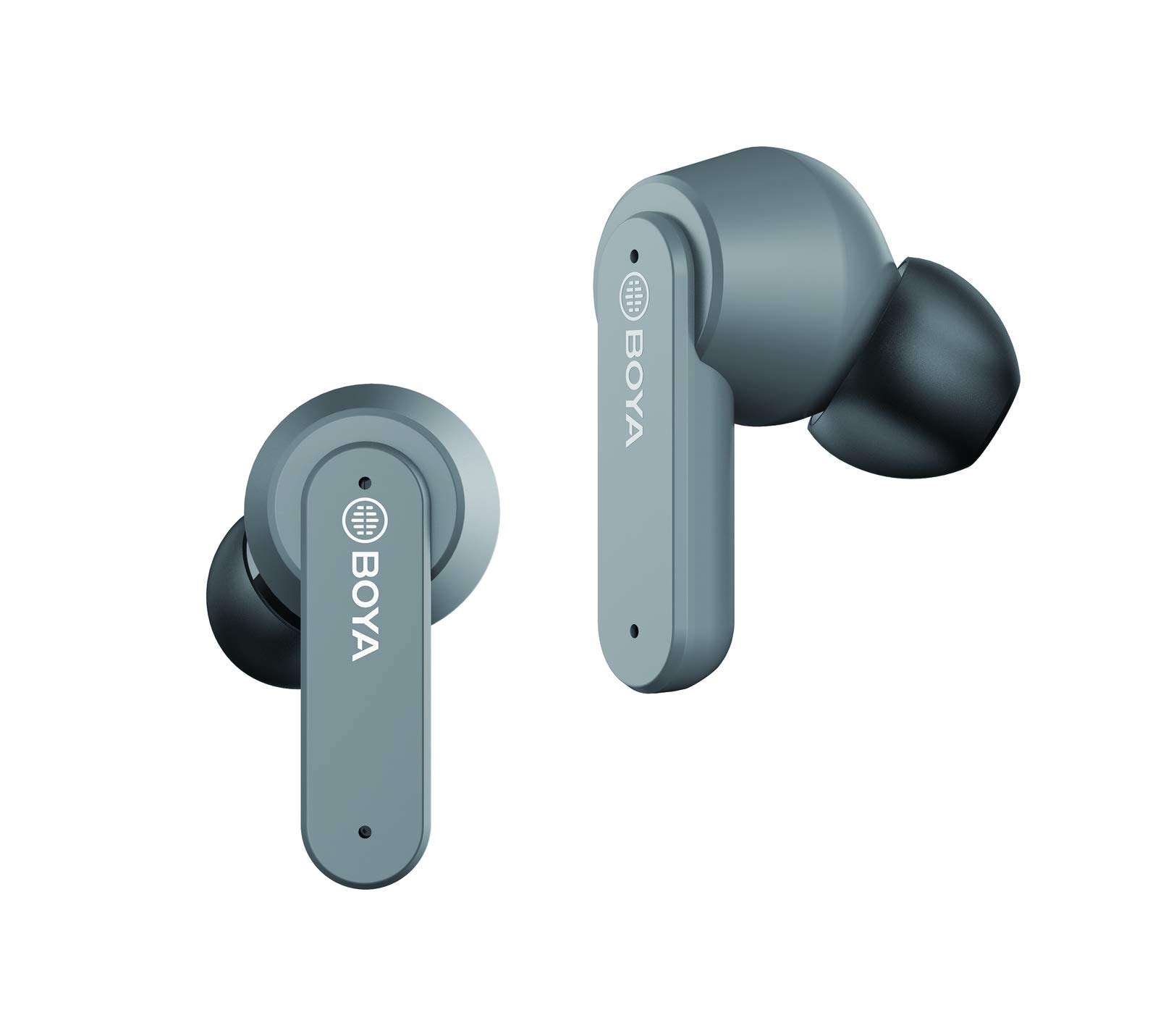 BOYA by-AP4 True Wireless Stereo Semi-in-Ear Bluetooth Earbuds with Charging Case, Gray - Perfect for Gym, Running, Workouts & Commuting