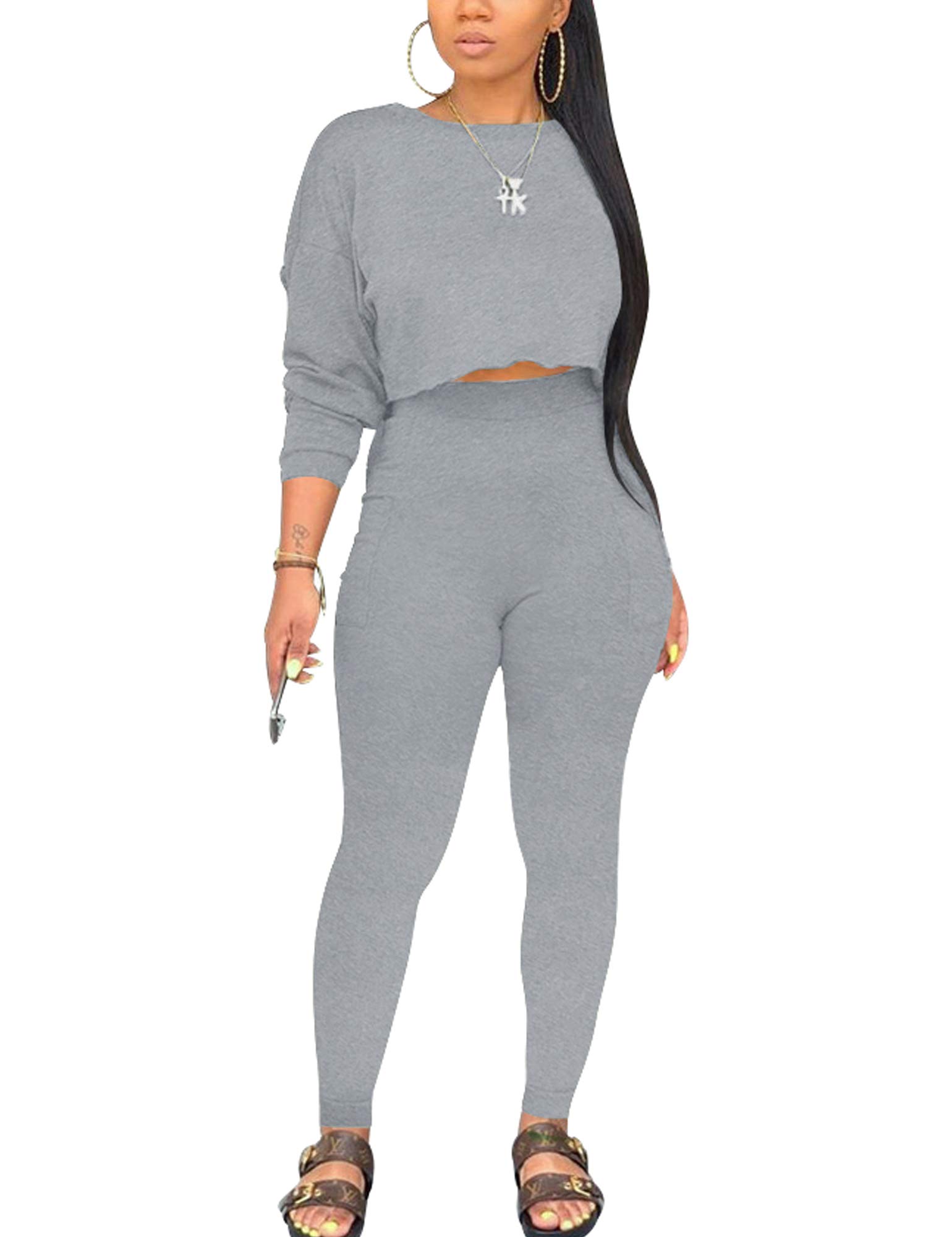 Cailami Women's 2-Piece Summer Outfit - High Waist Workout Biker Shorts Set with Pockets | Gym, Yoga, Running & Casual Wear