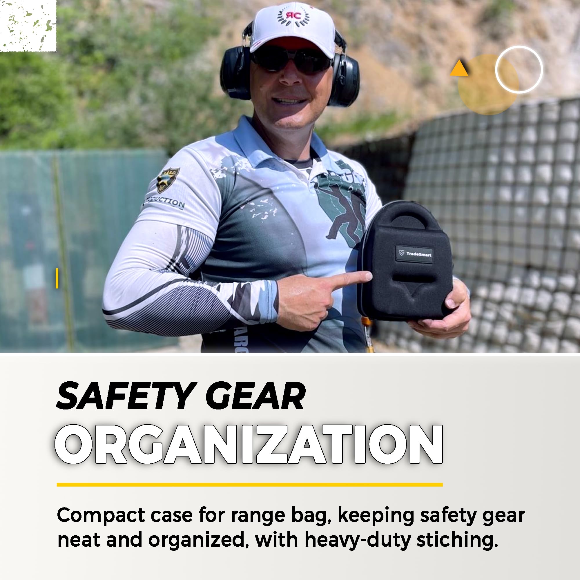 TradeSmart All-in-One Shooting Ear Protection - Comfort+ NRR 28 Earmuffs, Safety Glasses & Earplugs Set with Carry Case for Shooting Range, Hunting & Outdoor Sports