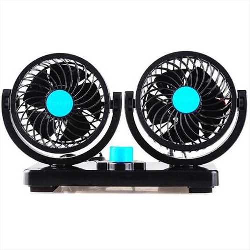 12V Mini Car Electric Fan - Low Noise 360 Degree Rotating Auto Air Conditioner with 2 Speed Gears | Perfect for Summer Driving, Road Trips & Office Use