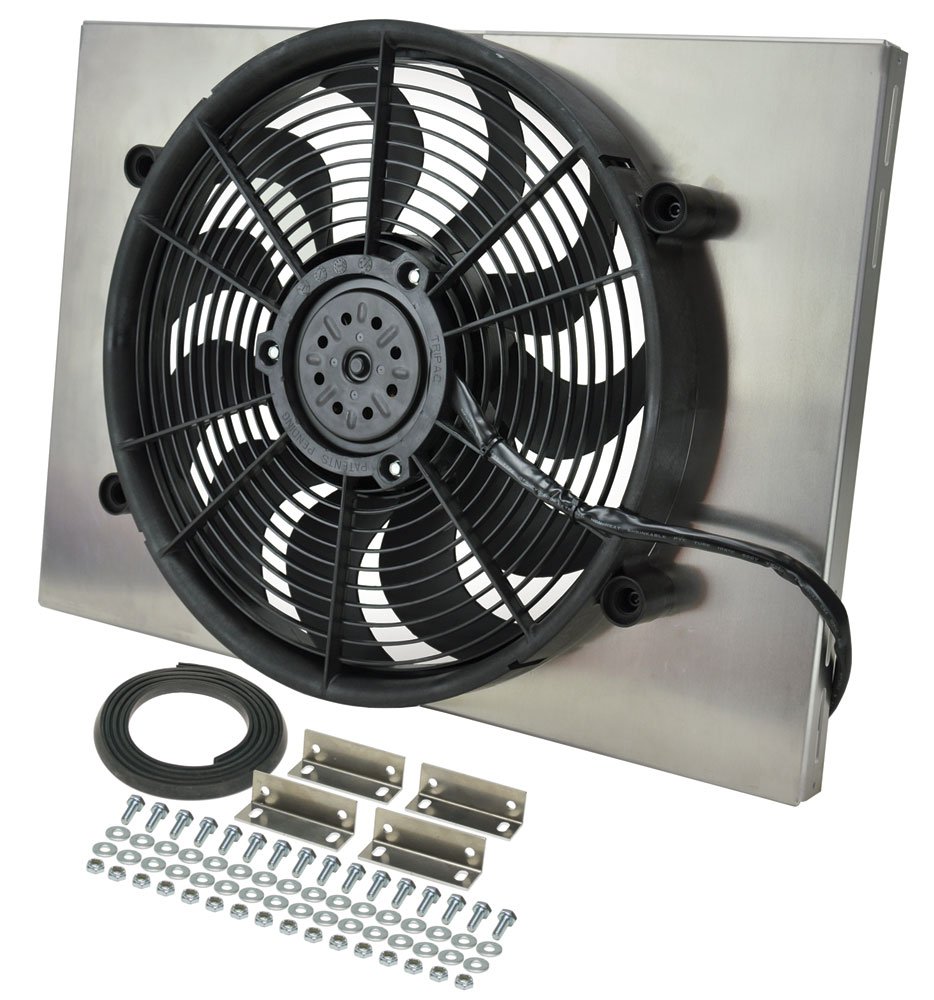 Derale 16828 High Performance Radiator Cooling Fan with Durable Aluminum Shroud Assembly - Perfect for Truck, SUV & Off-Road Vehicle Engine Cooling Systems