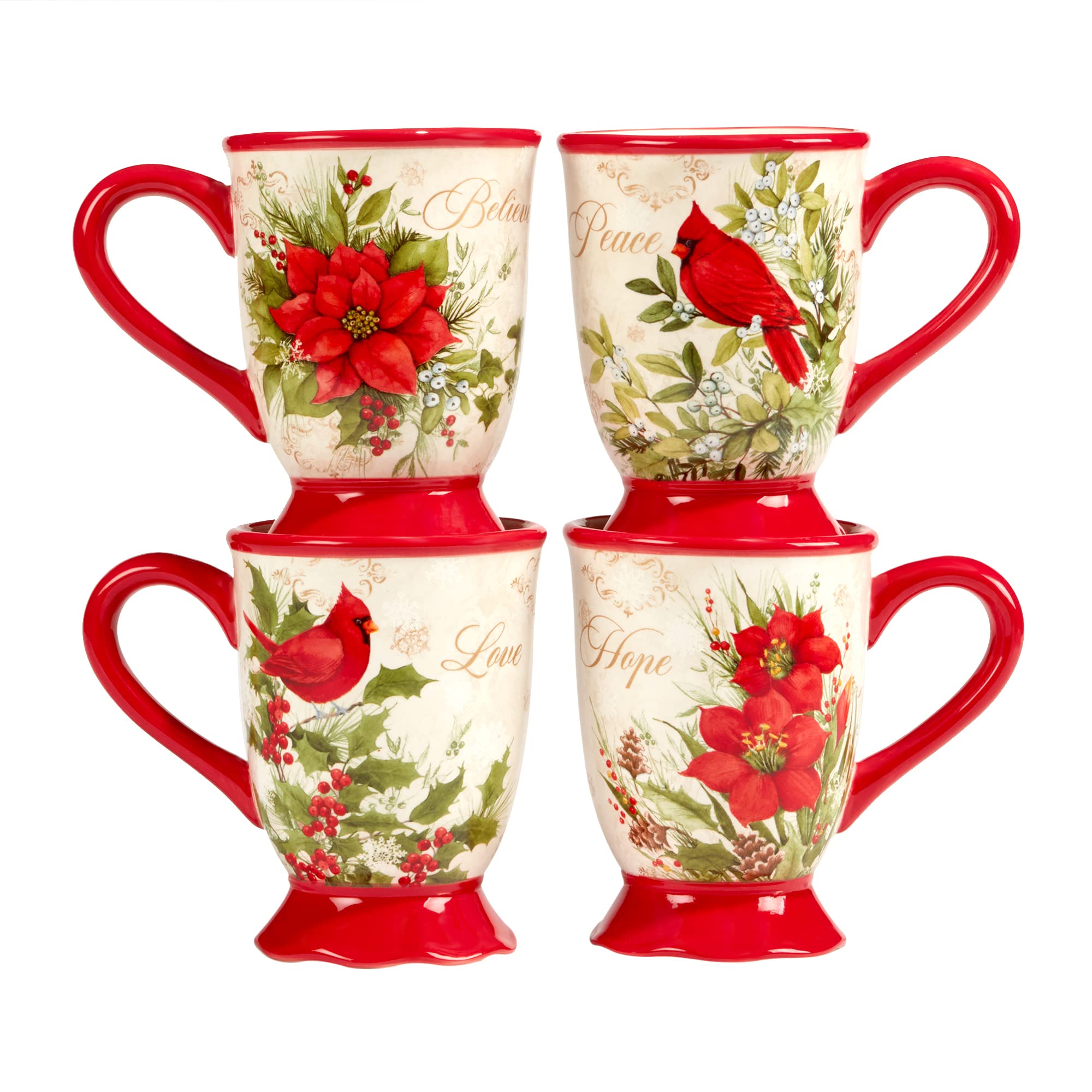 Certified International Winter's Medley 16-Piece Dinnerware Set - Service for 4 - Colorful Stoneware Plates, Bowls & Mugs - Perfect for Holiday Dinners, Family Gatherings & Winter Entertaining