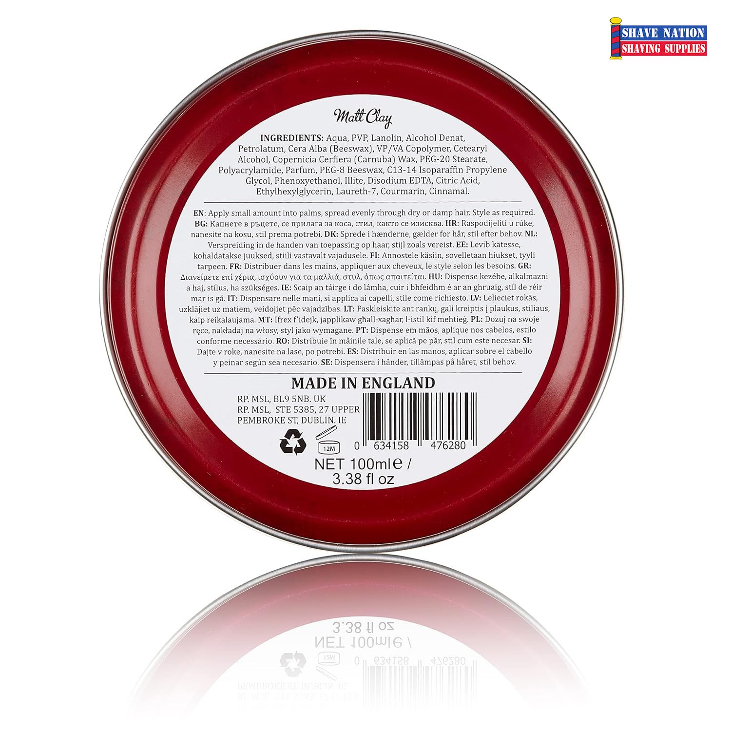 Dapper Dan Matt Clay for Men - Strong Hold Styling Wax with Natural Ingredients - Red Tin (2.5 oz) | Perfect for Textured Hairstyles, Pompadours & Everyday Grooming