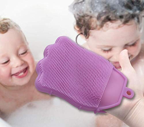 Soft Silicone Scrubber Brush - Dual Sided Body Wash & Kitchen Cleaning Sponge for Shower, Dish Washing, Fruit/Vegetable Cleaning & Skin SPA Massage - Perfect for Bath, Kitchen & Household Cleaning Tasks