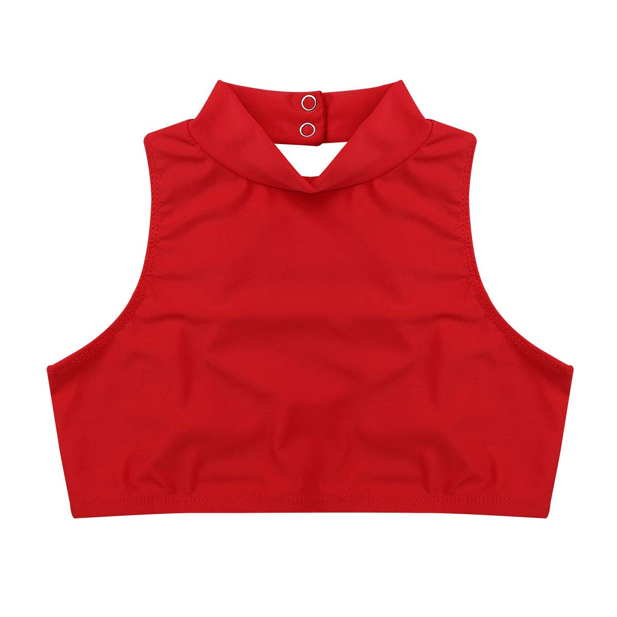 Girls Mock Neck Cross Straps Back Crop Top - Breathable Dance Sports Bra for Yoga, Gym & Active Wear