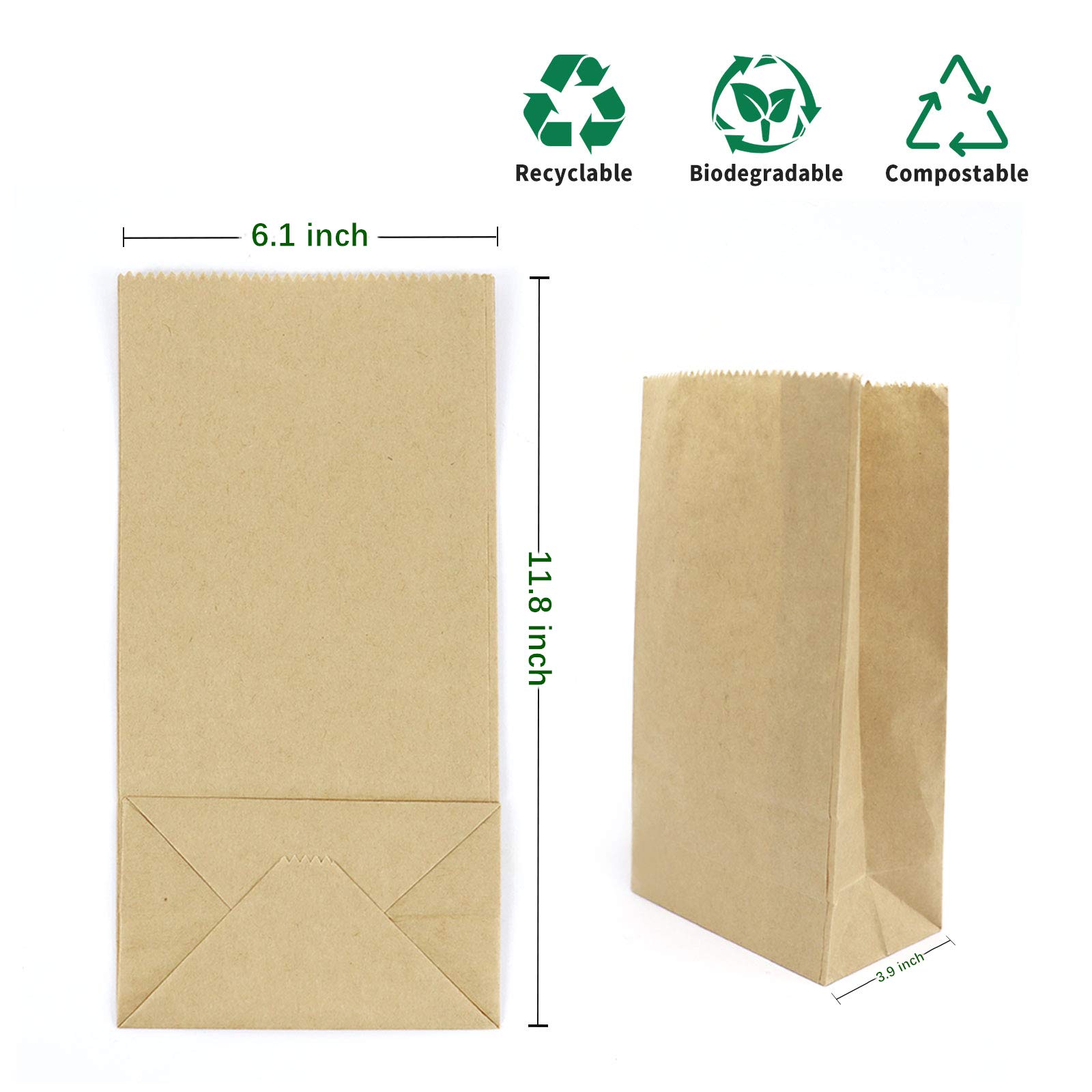 **Kslong 50-Pack Brown Kraft Paper Lunch Bags (6.1x3.9x11.8 Inches, 6 LB) – Durable Grocery, Bakery, Sandwich & Shopping Bags – Bulk Party Favor & Gift Wrapping Bags – Ideal for Picnics, School Lunches & Takeout**