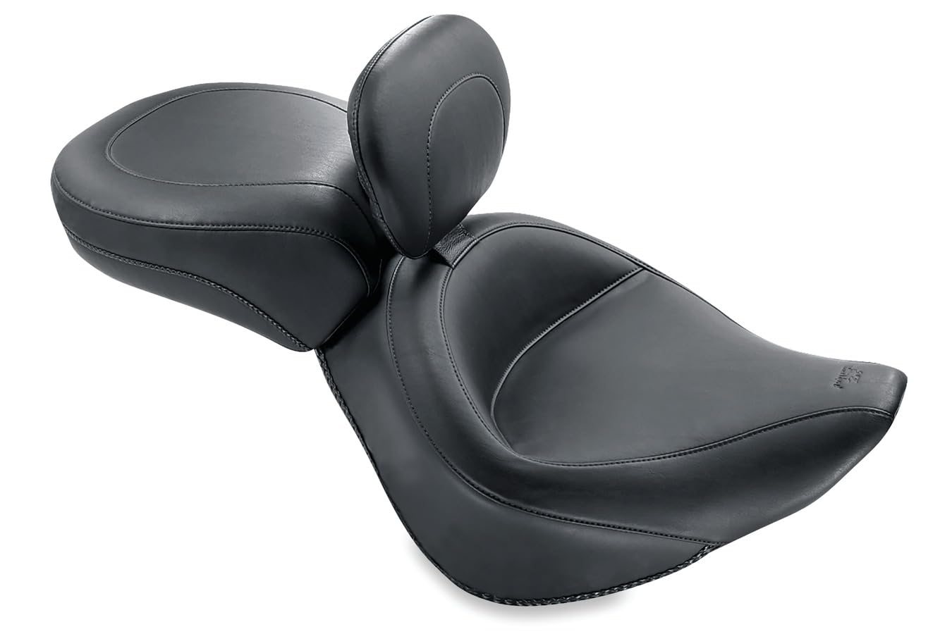 Mustang Wide Solo Vintage Motorcycle Seat with Backrest - Black Leather Cruiser Seat for Harley, Honda, Yamaha - Comfort Ride for Long Distance Touring & Daily Commuting