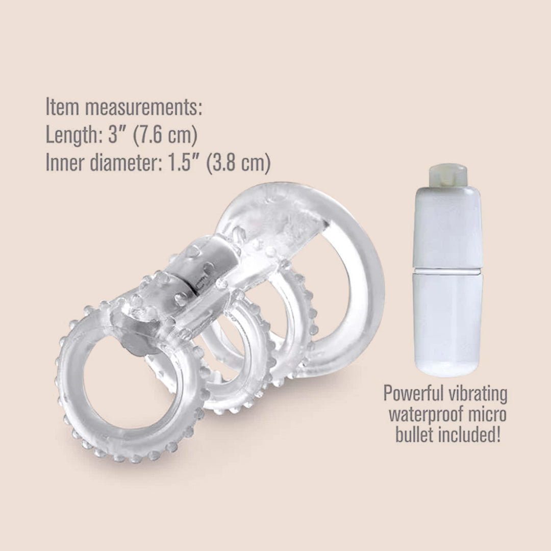 Fantasy Xtensions Vibrating Cock Cage - Super Stretchy Textured Rings for Enhanced Pleasure & BDSM Play | Perfect for Couples & Solo Use