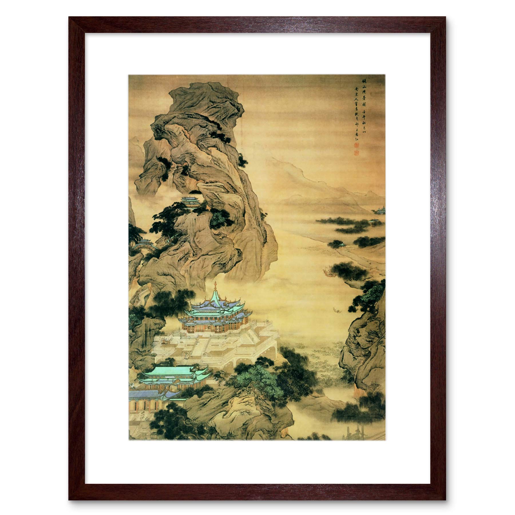 Japanese Yuan Jiang at Mount Li Escaping the Heat - Framed Art Print 12x10052 - Perfect for Home & Office Wall Decor, Living Room, Bedroom, Gift Idea