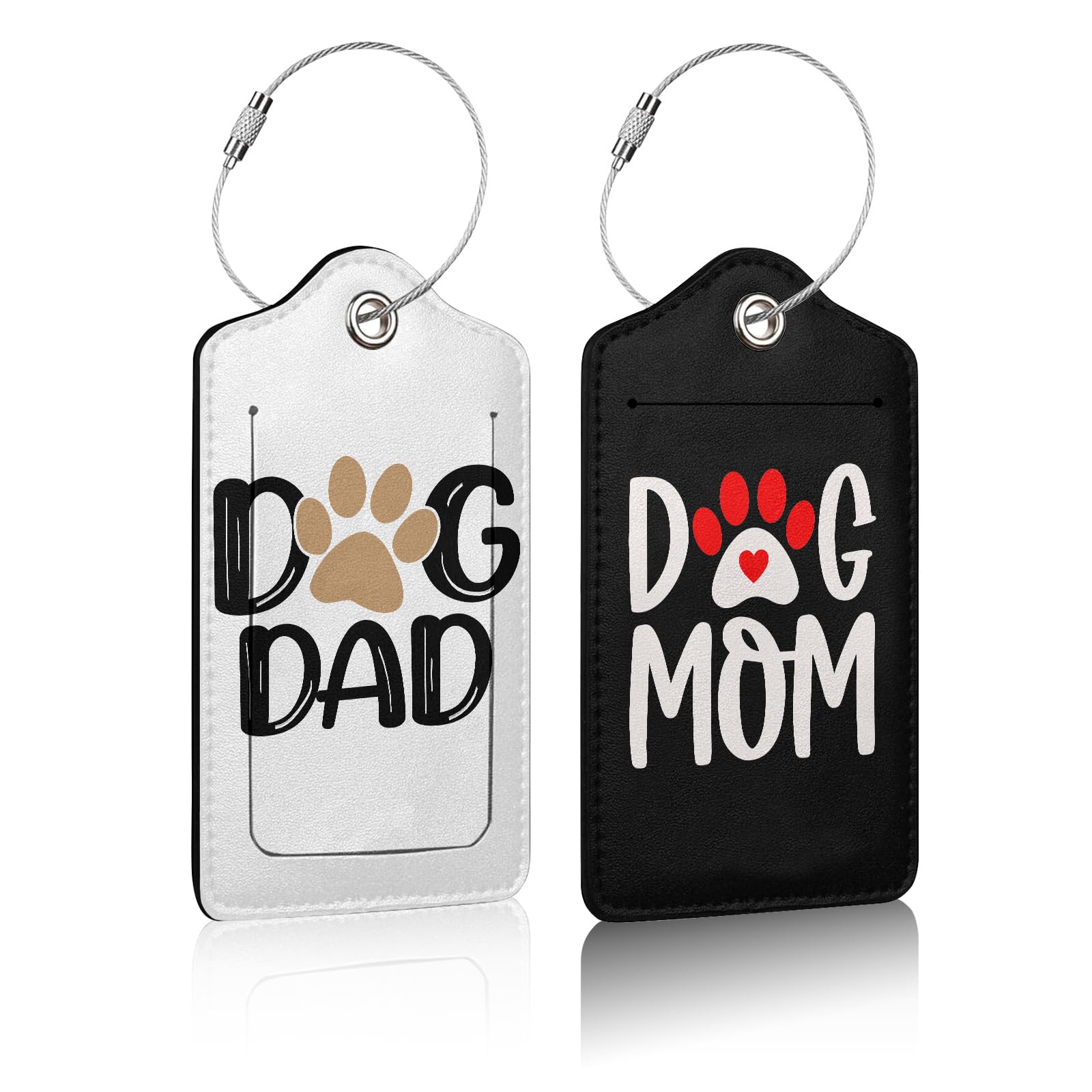 2 Pack PU Leather Dog Lover Luggage Tags - Cute Pet ID Tags for Suitcases, Backpacks & Travel Bags - Perfect Gift for Dog Moms & Dads - Ideal for Air Travel, Cruises & School Use