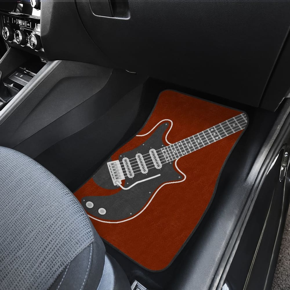 Premium Red Themed Electric Guitar Car Floor Mats - Non-Slip, Custom Fit for Cars & SUVs - Perfect for Music Lovers & Road Trips