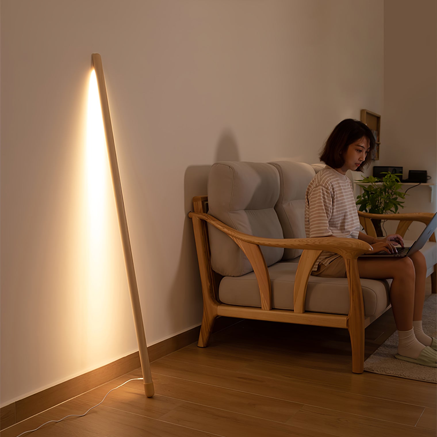 Line Assist Ambience Floor Lamp - Modern LED Standing Light with Adjustable Brightness for Living Room, Bedroom, and Office Decor