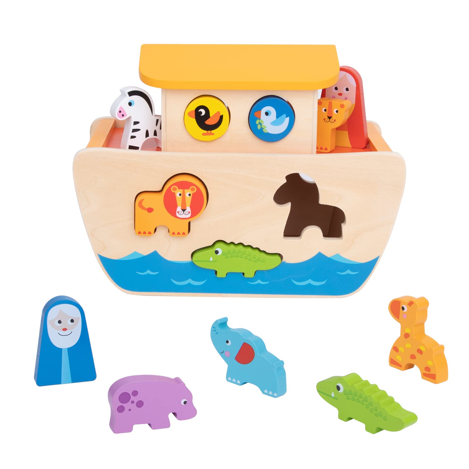 TOOKYLAND Wooden Noah's Ark Animal Shape Sorter Toy - Bible Story Educational Montessori Toy for Toddlers Ages 2-4 - Perfect Baptism Gift for Boys & Girls - Great for Sunday School, Homeschool & Early Learning Playtime