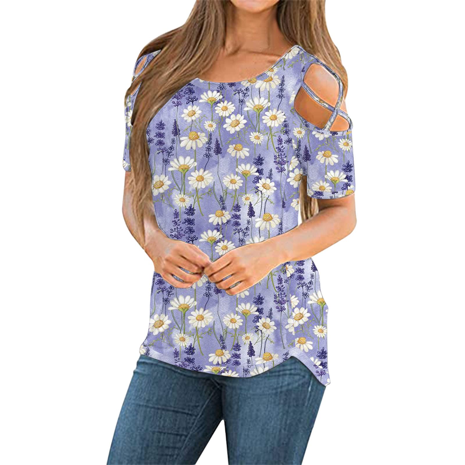 Bnaona Women's Summer T-Shirts - Short Sleeve Printed Loose Fit Tunic Blouse for Casual Wear, Beach Outfits & Vacation Style
