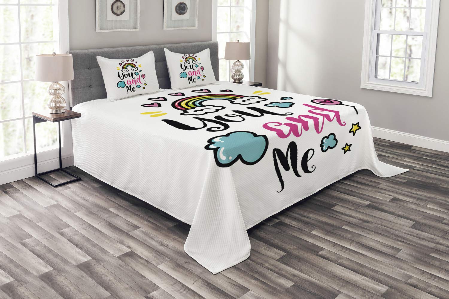 Ambesonne 3-Piece King Size Bedspread Set with Inspirational 